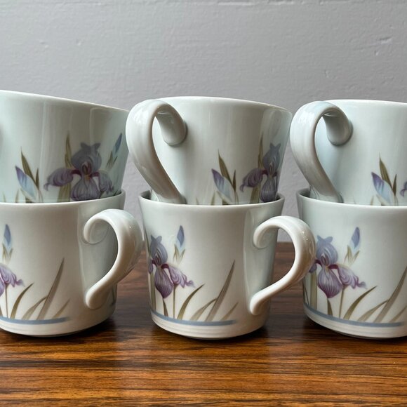 Royal Doulton 6 Tea Cups Lambethare Blue Iris LS1046 England 1981 - Picture 2 of 14